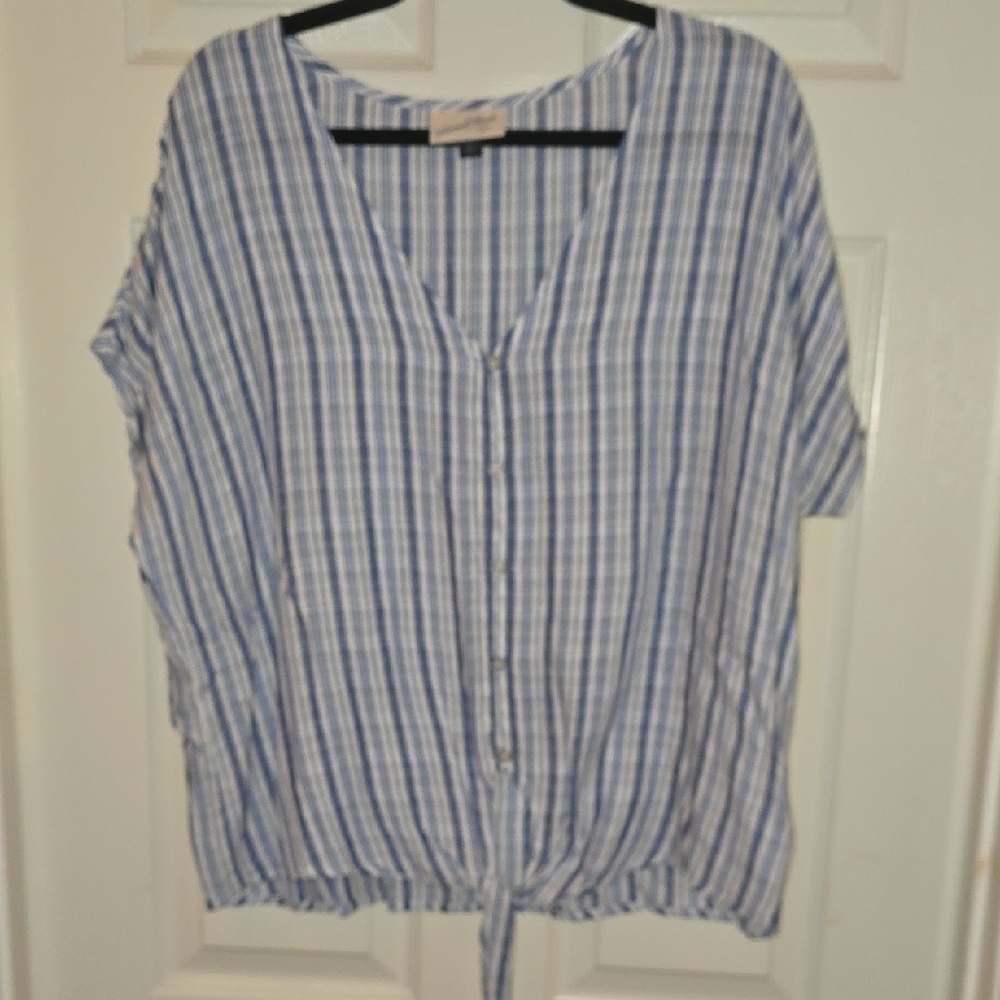 Universal Thread Blue and White Striped Blouse